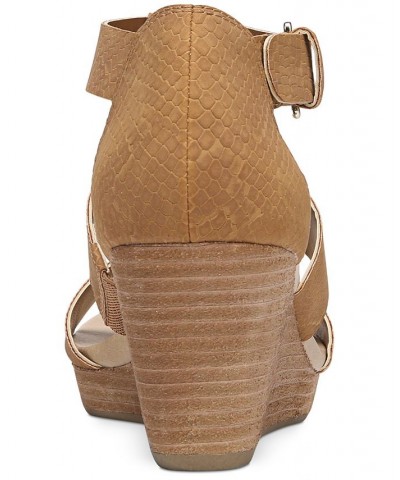 Women's Barton-Wedge Sandals Brown $31.50 Shoes