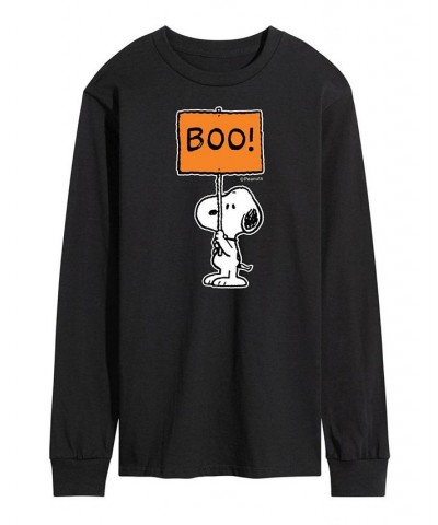 Men's Peanuts Boo Sign T-shirt Black $21.07 T-Shirts