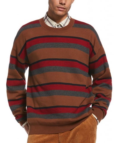 Men's Striped Crew Neck Sweater Red $15.27 Sweaters