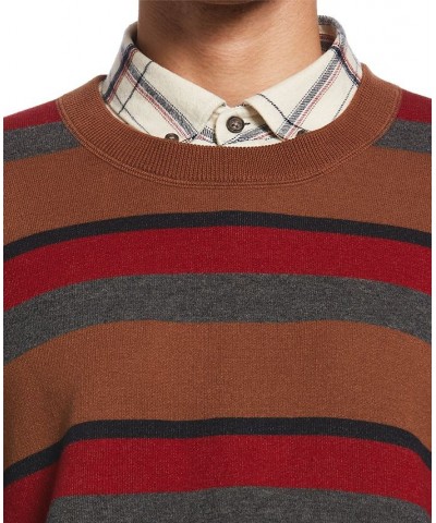 Men's Striped Crew Neck Sweater Red $15.27 Sweaters