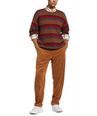 Men's Striped Crew Neck Sweater Red $15.27 Sweaters