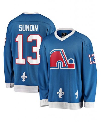 Men's Mats Sundin Blue Quebec Nordiques Premier Breakaway Retired Player Jersey $90.00 Jersey