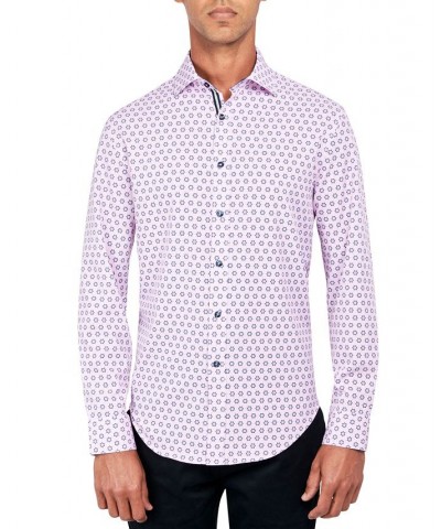 Men's Regular-Fit Non-Iron Performance Stretch Star Geo-Print Button-Down Shirt Pink $49.23 Shirts