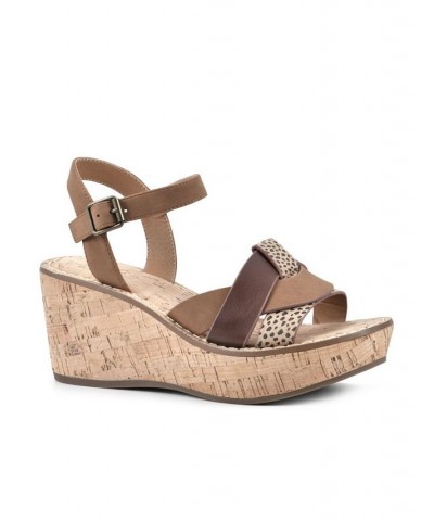 Women's Simple Wedge Sandals Brown $36.49 Shoes