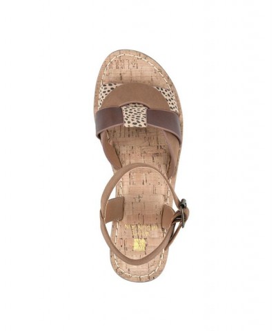 Women's Simple Wedge Sandals Brown $36.49 Shoes