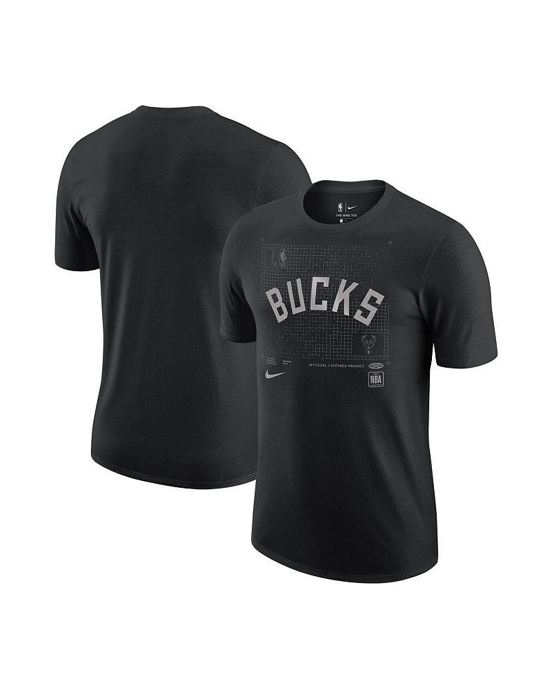 Men's Black Milwaukee Bucks Courtside Chrome T-shirt $26.99 T-Shirts