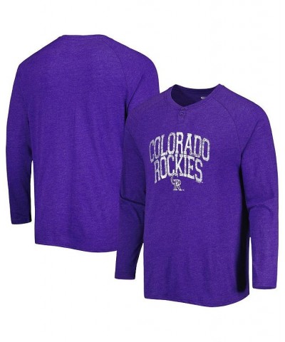 Men's Purple Colorado Rockies Inertia Raglan Long Sleeve Henley T-shirt $29.40 T-Shirts