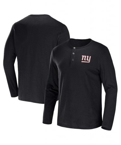 Men's NFL x Darius Rucker Collection by Black New York Giants Slub Jersey Henley Long Sleeve T-shirt $28.31 T-Shirts