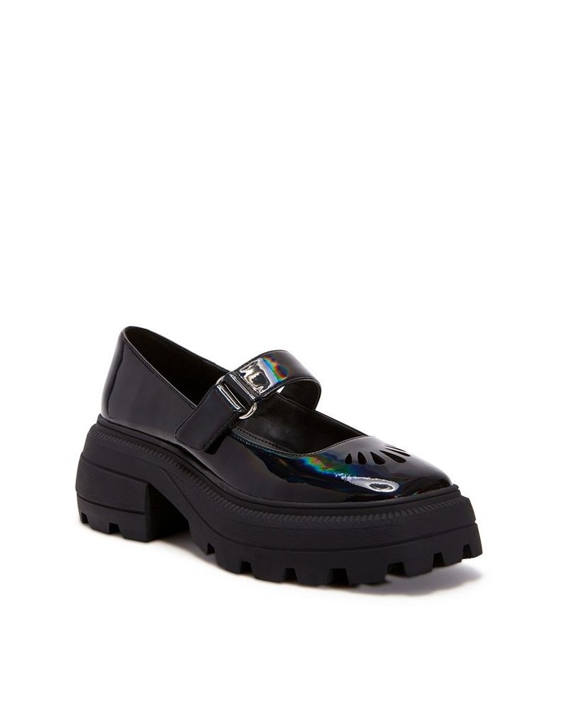 Women's The Geli Combat Mary Jane Stay-Put Lug Sole Loafer Black $54.74 Shoes