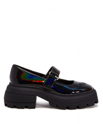 Women's The Geli Combat Mary Jane Stay-Put Lug Sole Loafer Black $54.74 Shoes