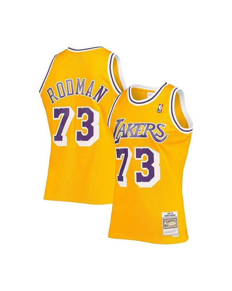 Men's Dennis Rodman Gold Los Angeles Lakers 1998-99 Hardwood Classics Swingman Jersey $47.73 Jersey