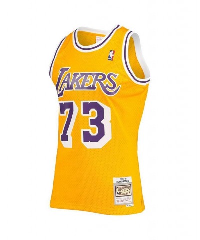 Men's Dennis Rodman Gold Los Angeles Lakers 1998-99 Hardwood Classics Swingman Jersey $47.73 Jersey