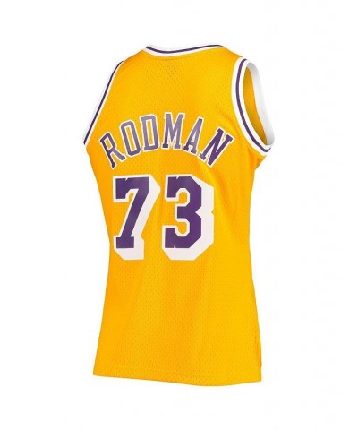 Men's Dennis Rodman Gold Los Angeles Lakers 1998-99 Hardwood Classics Swingman Jersey $47.73 Jersey