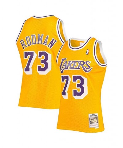 Men's Dennis Rodman Gold Los Angeles Lakers 1998-99 Hardwood Classics Swingman Jersey $47.73 Jersey