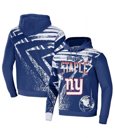 Men's NFL X Staple Blue New York Giants Team Slogan All Over Print Pullover Hoodie $37.79 Sweatshirt