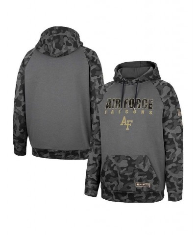 Men's Charcoal Air Force Falcons OHT Military-Inspired Appreciation Camo Stack Raglan Pullover Hoodie $28.60 Sweatshirt