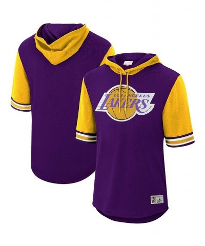 Men's Purple Los Angeles Lakers Hardwood Classics Buzzer Beater Mesh Pullover Hoodie $39.95 Sweatshirt