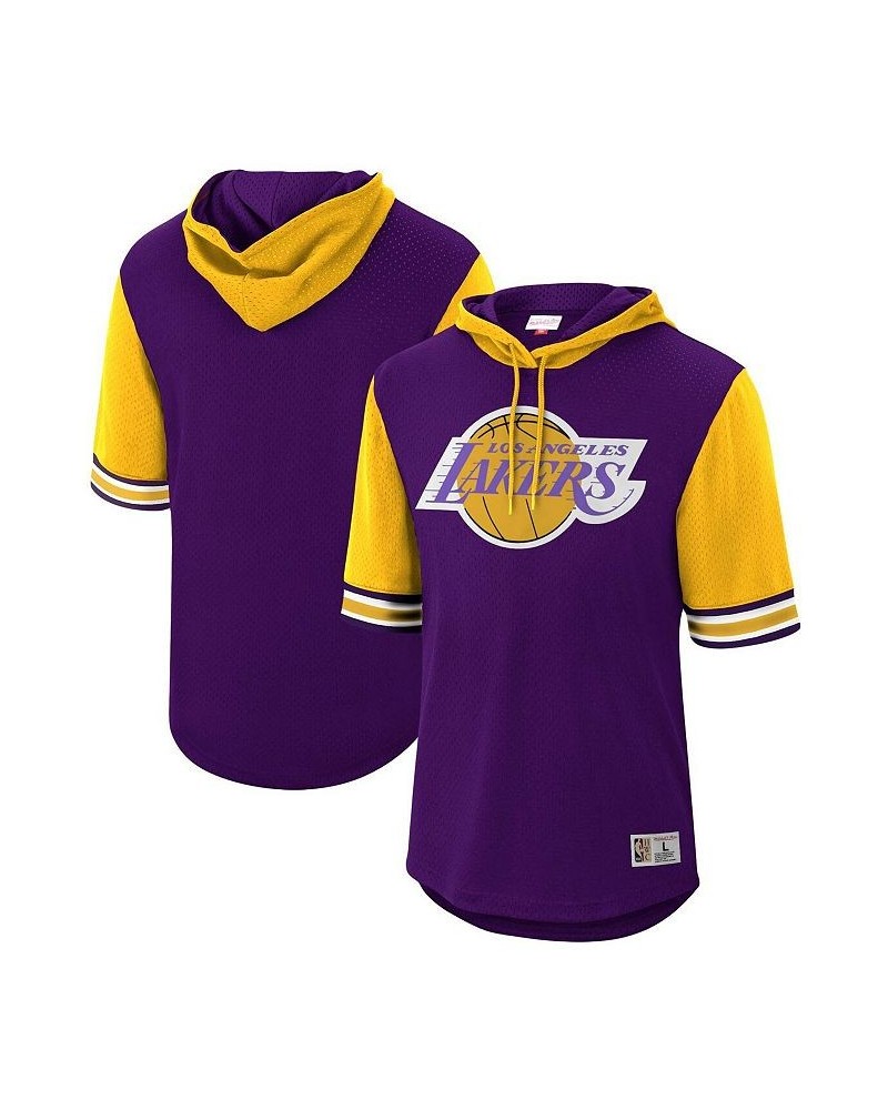 Men's Purple Los Angeles Lakers Hardwood Classics Buzzer Beater Mesh Pullover Hoodie $39.95 Sweatshirt