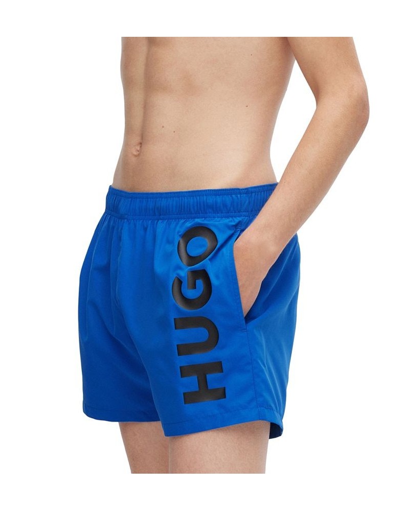 Hugo Boss Men's Abas Vertical Logo-Print Swim Trunks Blue $24.20 Swimsuits