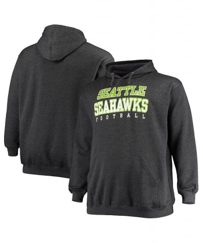 Men's Branded Heathered Charcoal Seattle Seahawks Big and Tall Practice Pullover Hoodie $33.47 Sweatshirt