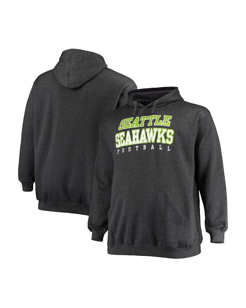 Men's Branded Heathered Charcoal Seattle Seahawks Big and Tall Practice Pullover Hoodie $33.47 Sweatshirt