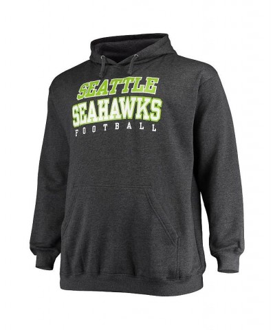 Men's Branded Heathered Charcoal Seattle Seahawks Big and Tall Practice Pullover Hoodie $33.47 Sweatshirt