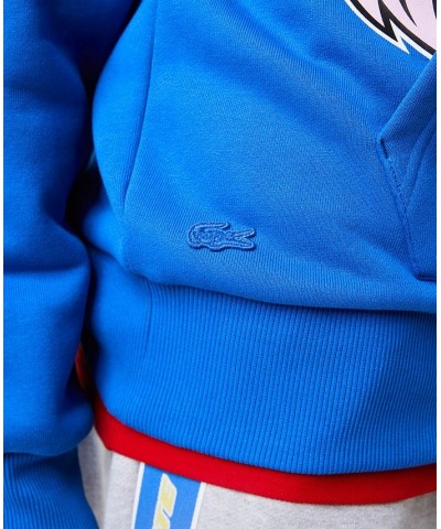 Men's Relaxed-Fit Various Badges Fleece Hoodie Blue $85.75 Sweatshirt