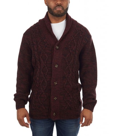 Men's Shawl Collar Cable Knit Cardigan PD05 $26.40 Sweaters