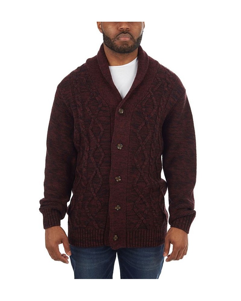 Men's Shawl Collar Cable Knit Cardigan PD05 $26.40 Sweaters