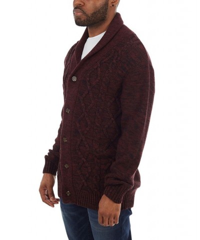 Men's Shawl Collar Cable Knit Cardigan PD05 $26.40 Sweaters