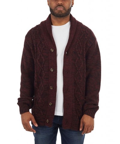 Men's Shawl Collar Cable Knit Cardigan PD05 $26.40 Sweaters