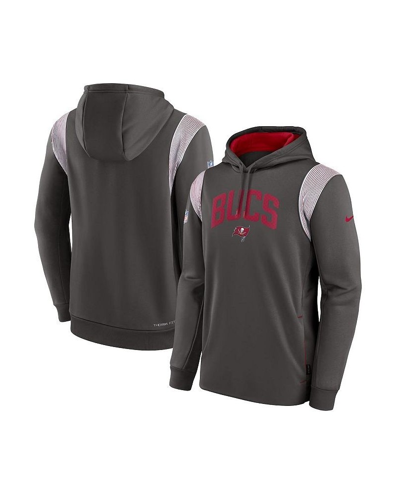 Men's Pewter Tampa Bay Buccaneers Sideline Athletic Stack Performance Pullover Hoodie $32.85 Sweatshirt