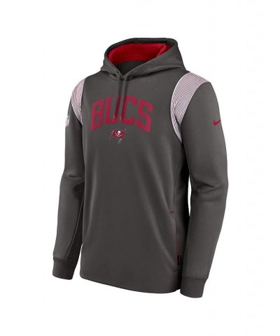 Men's Pewter Tampa Bay Buccaneers Sideline Athletic Stack Performance Pullover Hoodie $32.85 Sweatshirt