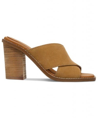 Women's Dree Block-Heel Sandals Tan/Beige $24.57 Shoes