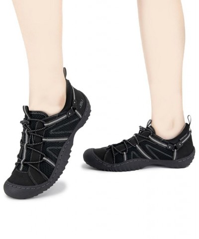 Women's Synergy Bungee Lace-Up Sporty Sneakers Black $41.87 Shoes