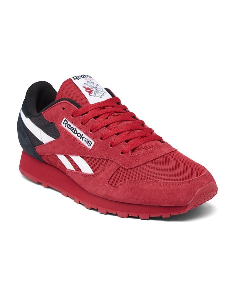 Men's Classic Leather Casual Sneakers Red $31.20 Shoes