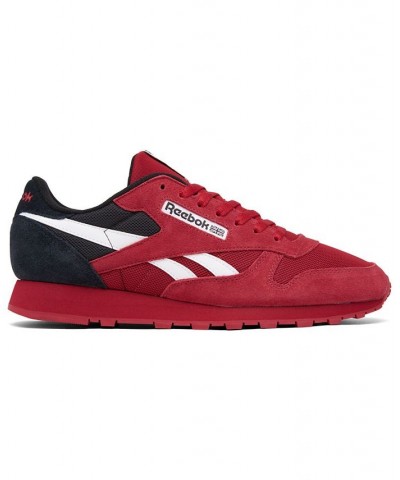 Men's Classic Leather Casual Sneakers Red $31.20 Shoes