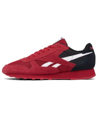 Men's Classic Leather Casual Sneakers Red $31.20 Shoes