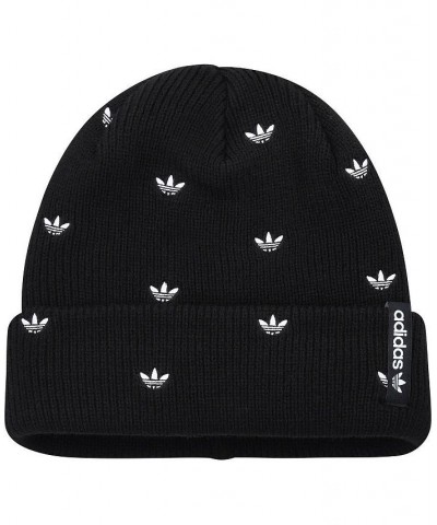 Men's Black Allover Print Cuffed Knit Hat $21.65 Hats