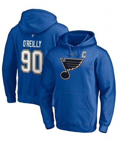 Men's Ryan O'Reilly Blue St. Louis Blues Captain Patch Authentic Stack Name and Number Pullover Hoodie $34.97 Sweatshirt