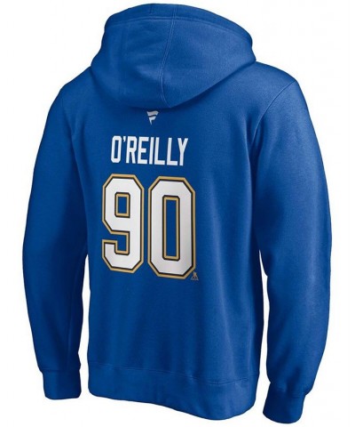 Men's Ryan O'Reilly Blue St. Louis Blues Captain Patch Authentic Stack Name and Number Pullover Hoodie $34.97 Sweatshirt