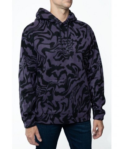 Men's Polar Fleece Pullover Hooded Sweatshirt Purple Swirl $13.64 Sweatshirt