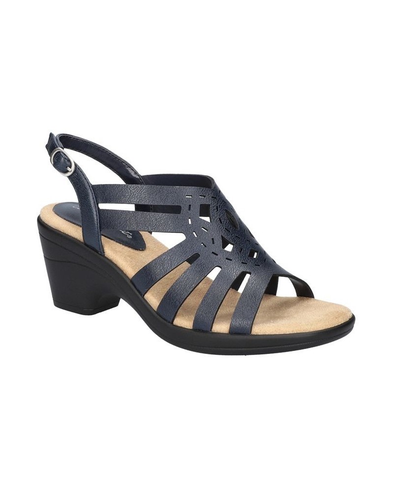 Women's Jira Heeled Round Toe Sandals Blue $33.60 Shoes