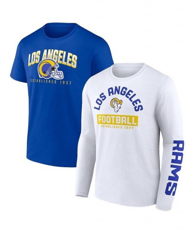 Men's Branded Royal, White Los Angeles Rams Long and Short Sleeve Two-Pack T-shirt $31.19 T-Shirts