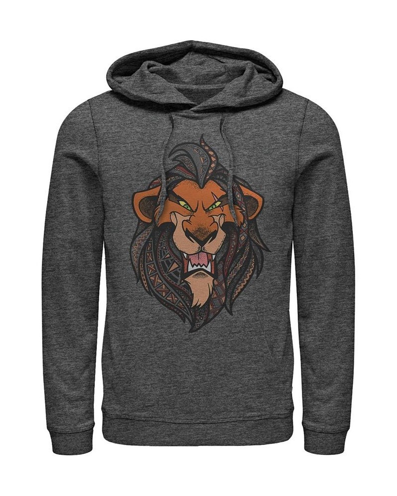 Disney Men's Lion King Scar Geometric Pattern Fill Portrait, Pullover Hoodie Gray $29.70 Sweatshirt