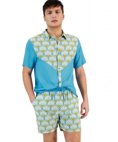 Men's Carraway Elastic Drawstring Printed 4 1/2" Shorts Blue $36.40 Shorts