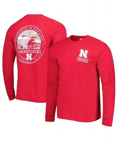 Men's Scarlet Nebraska Huskers Circle Campus Scene Long Sleeve T-shirt $25.85 T-Shirts