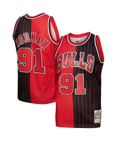 Men's Dennis Rodman Red, Black Chicago Bulls Big and Tall Hardwood Classics 1995-96 Split Swingman Jersey $52.50 Jersey