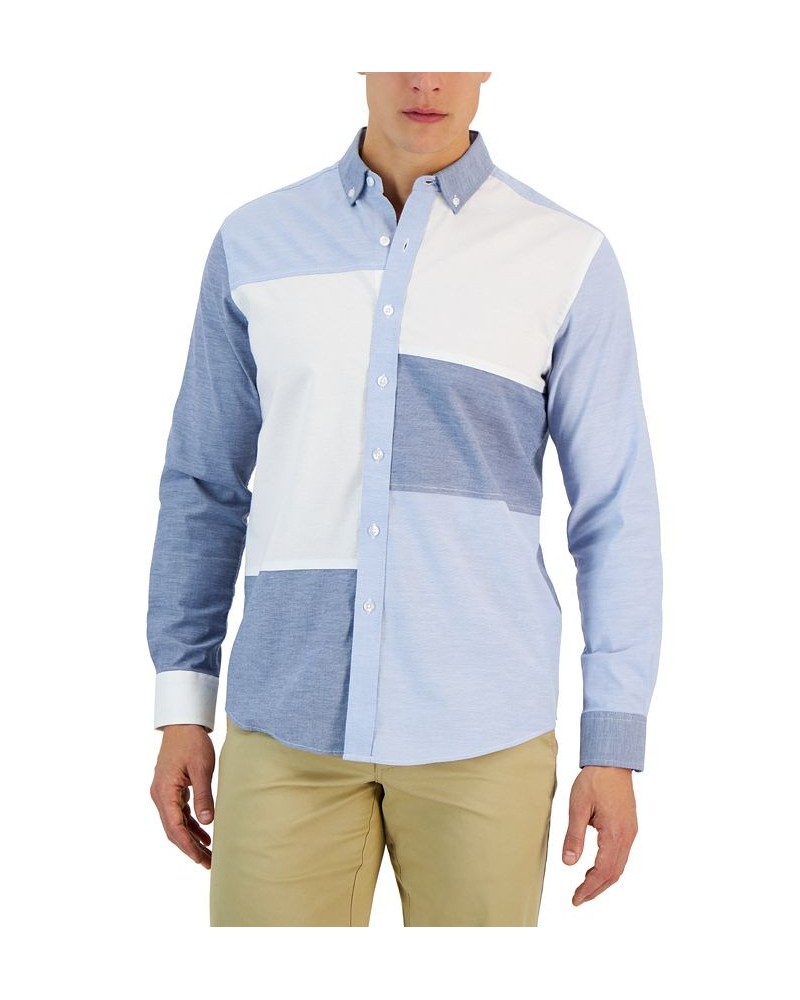 Ethan Long Sleeve Patchwork Oxford Shirt Blue $19.20 Shirts