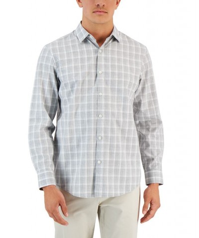 Men's Caro Classic-Fit Long-Sleeve Plaid Print Shirt Gray $16.63 Shirts